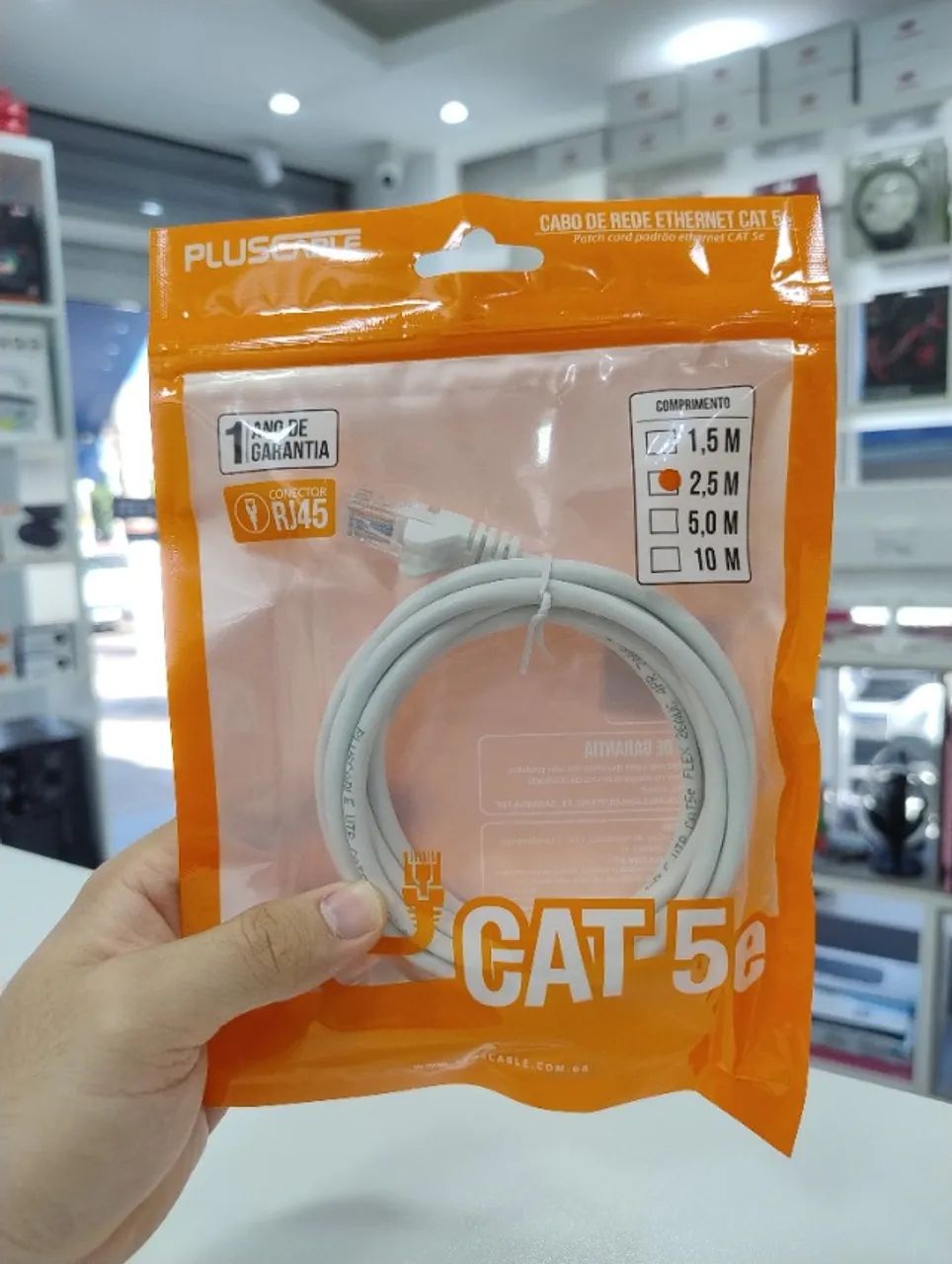 Cabo de Rede 2,5 Metros CAT5e Ethernet PlusCable Novo