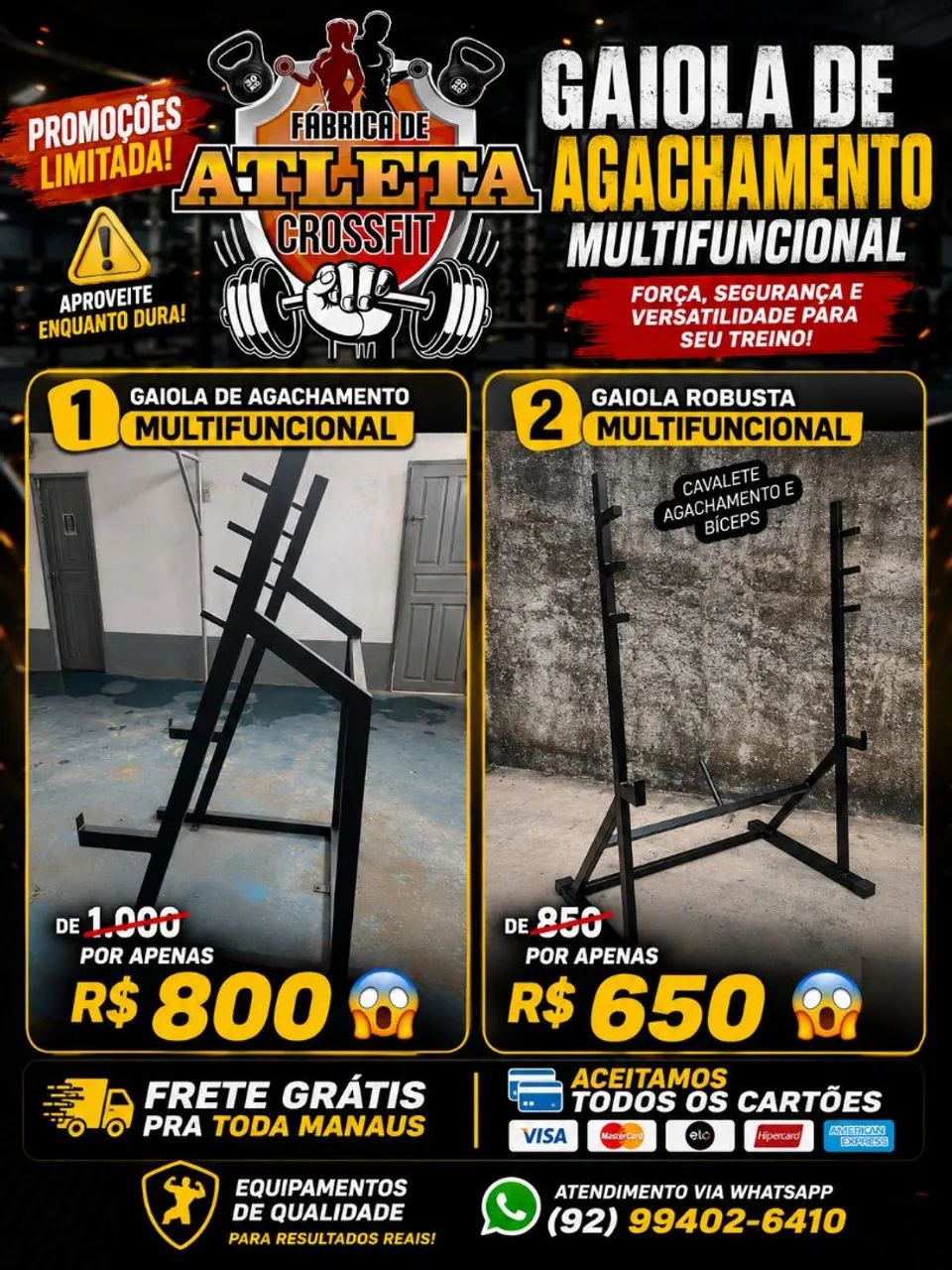 GAIOLA DE AGACHAMENTO APARTIR DE $650 