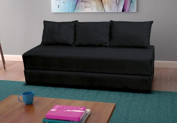 Sofá Cama. Cores: Marrom, Preto, Vermelho e Cinza - Foto 4
