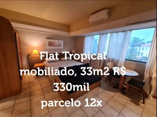 FLAT TROPICAL, 33 M2, MOBILIADO, PARCELO 12X,  ACEITO  CARRO VISTA PARA O HOTEL