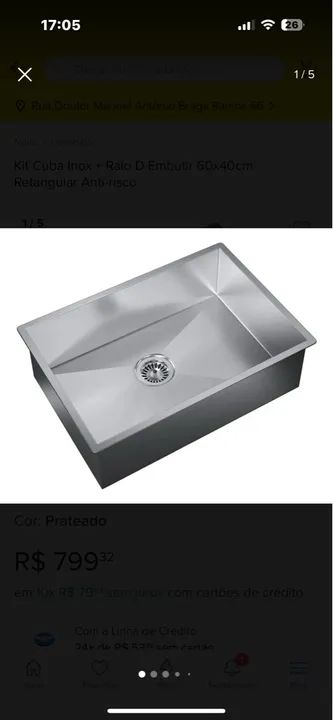 Pia de cozinha em aço inox