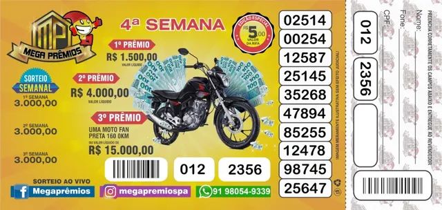 Criação, impressão e envio de Rifas/Cartelinhas