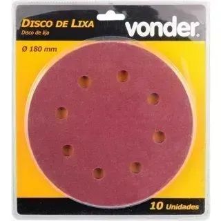 Kit 10 Discos de lixa com costado em pluma 180 mm grão 180, para a lixadeira LPV750 Vonder