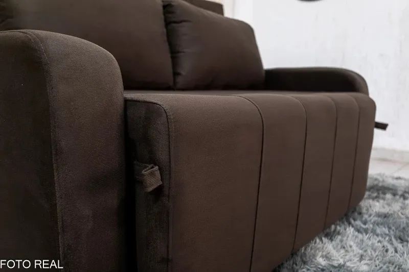 Sofá Cama  New Larg. 1.37m Veludinho Marrom rf65 - Foto 5
