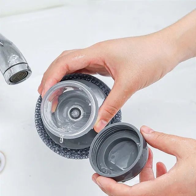 Escova Limpeza Com Dispenser Detergente Palha De Aço Cozinha - Foto 5