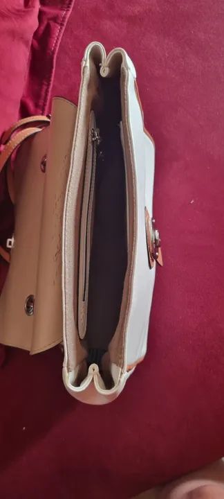 Bolsa de Couro Branca com detalhes Marrrom Capodarte - Foto 2