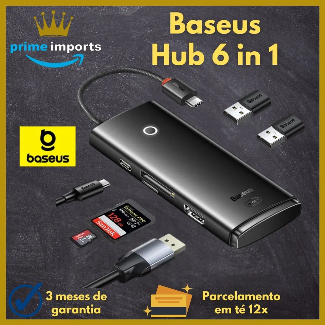 Baseus Hub 6 em 1 tipo C *LACRADO*GARANTIA*