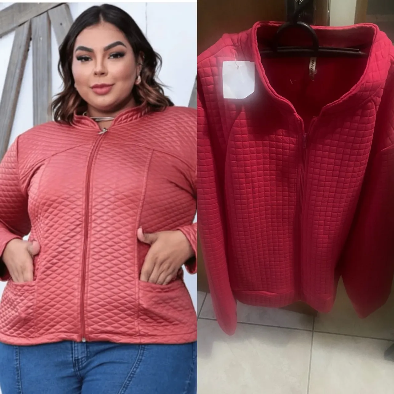 Jaqueta Feminina extra GG zíper pink