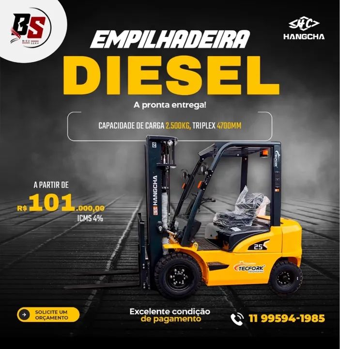 Empilhadeiras Novas GLP, Diesel e Elétricas em Promoção