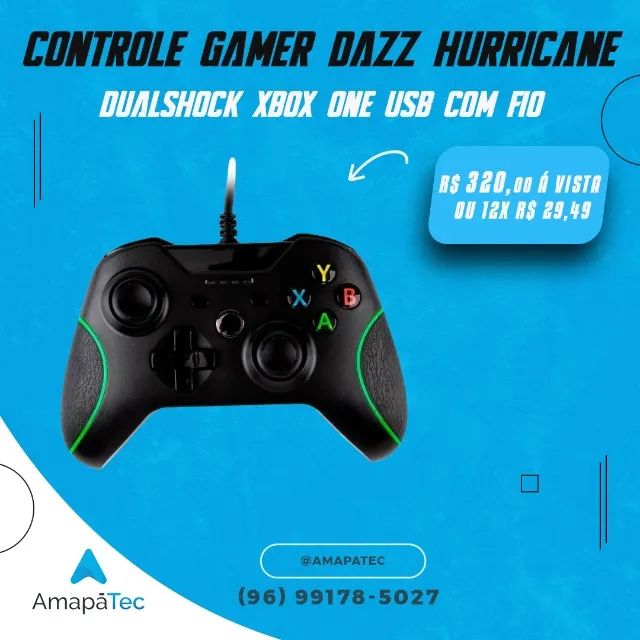 Controle Gamer Dazz Hurricane Dualshock Xbox One USB Com Fio
