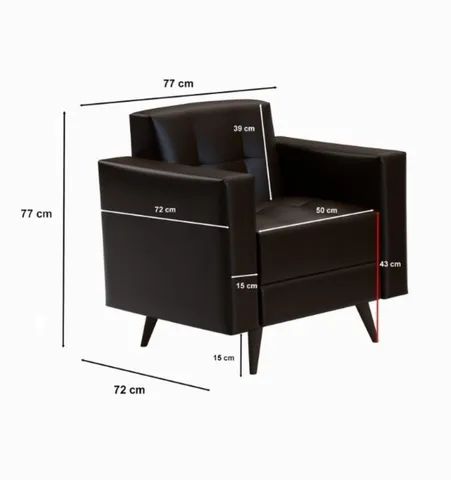 Poltrona de 1-lugar nova no courino valor 650,00