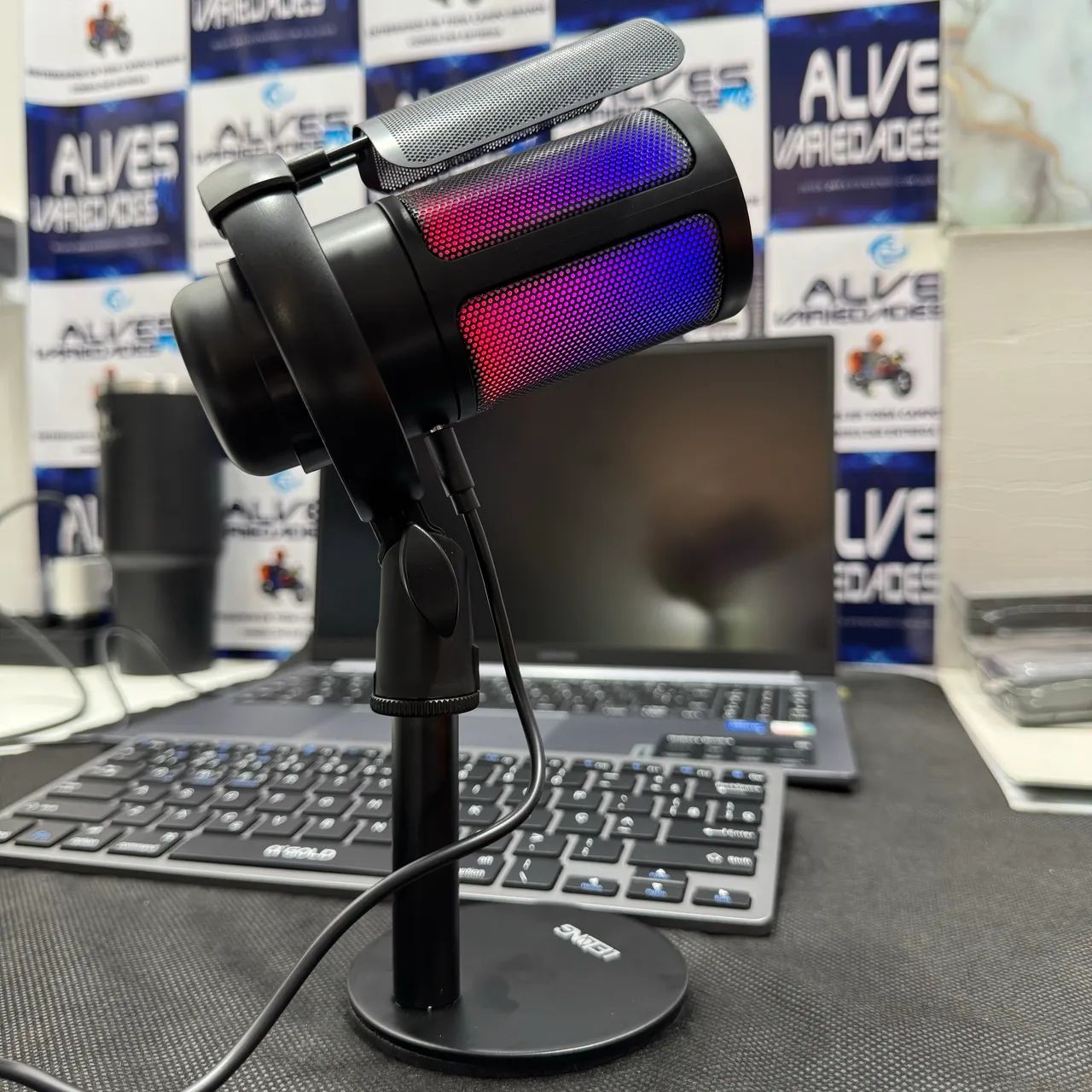 Microfone USB gamer com Led 