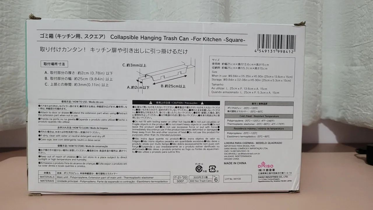 Lixeira Retrátil Cozinha (Branca) - Daiso - Foto 3