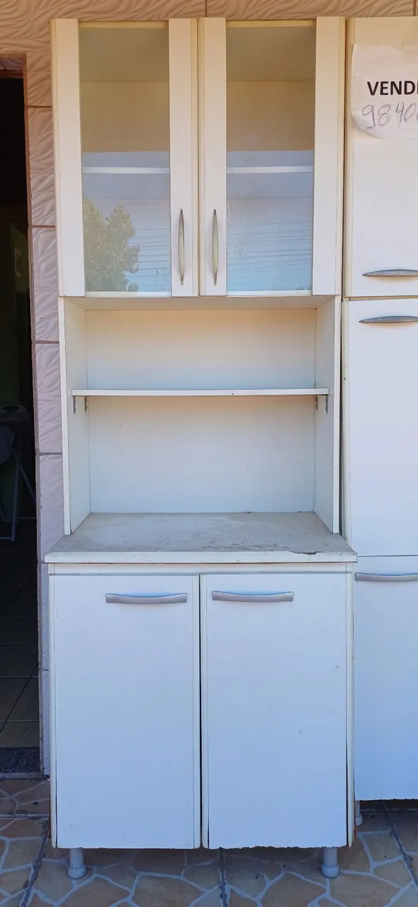 Armário de cozinha Criataleira branco com prateleiras