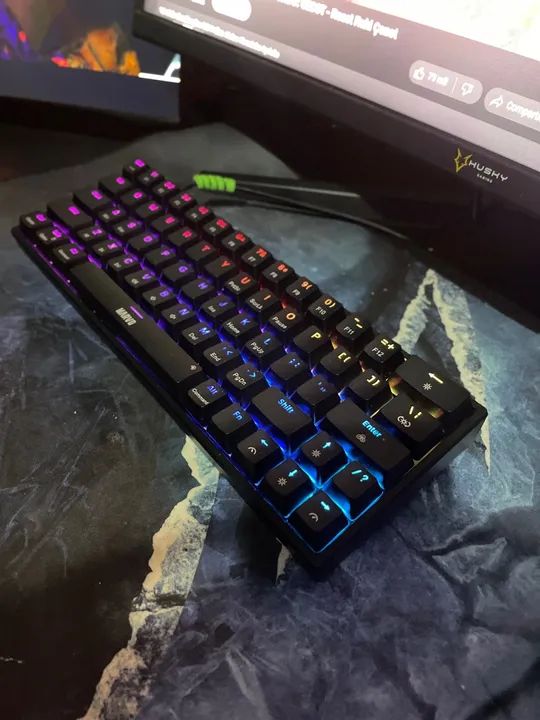 teclado mecânico gamer rgb switch amarelo - Foto 4