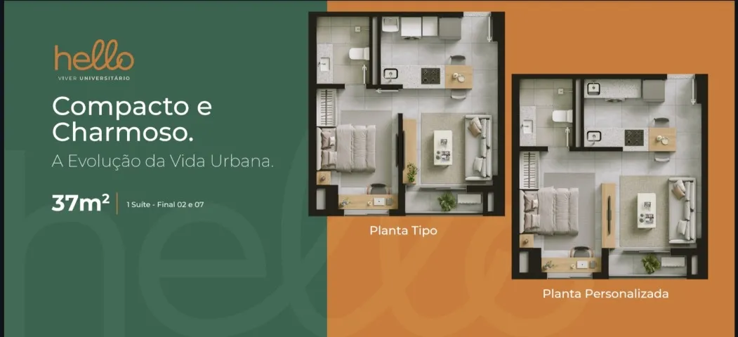 Hello Viver Universitário - Studio 37 m²