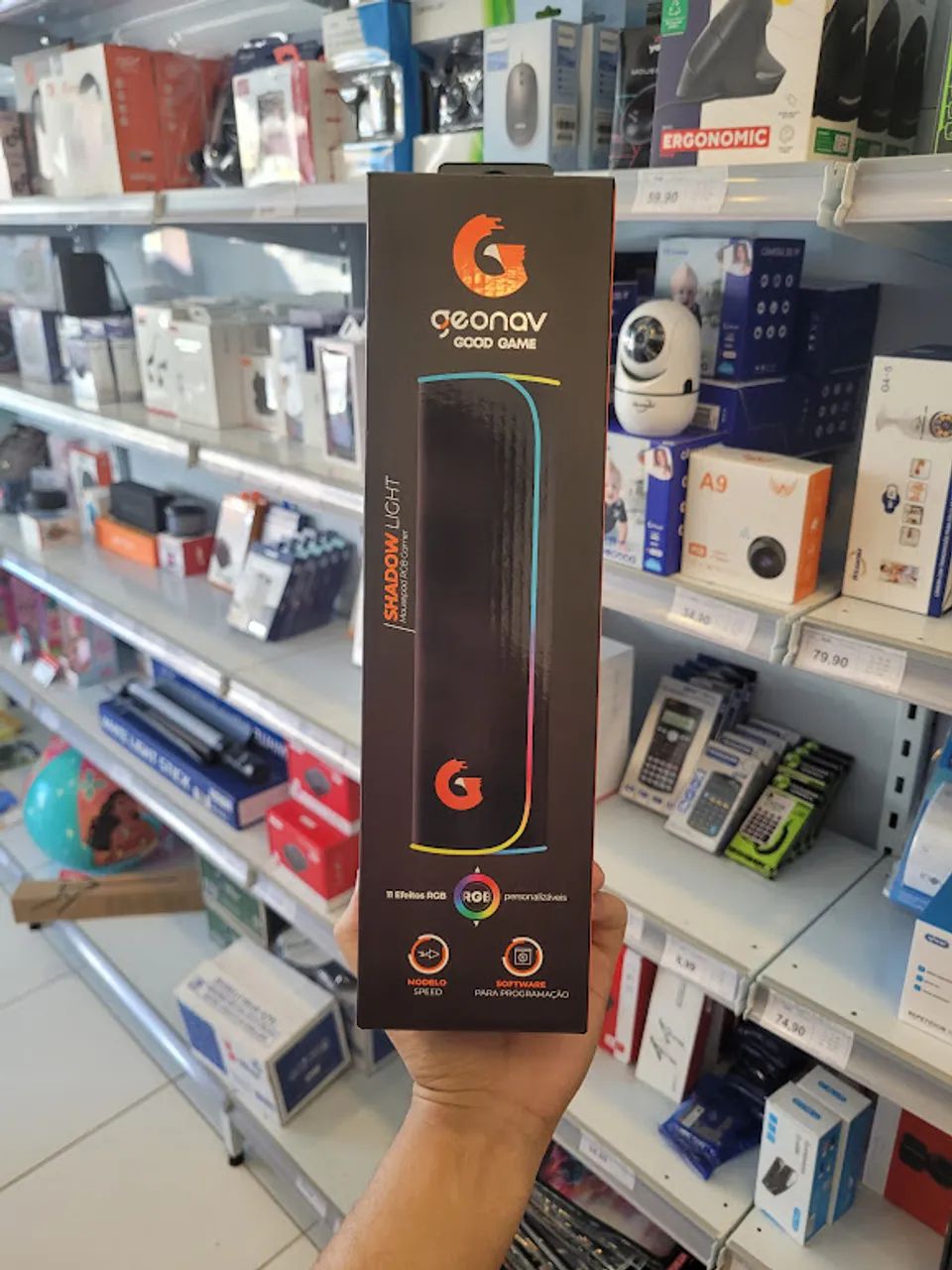 MOUSEPAD GAMER DE TECIDO RESISTENTE A AGUA E RGB COR PRETA G3DP01BK GEONAV