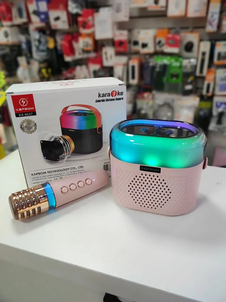 Caixa de Som Bluetooth Karaoke com Microfone - KAPAOM KA-8637
