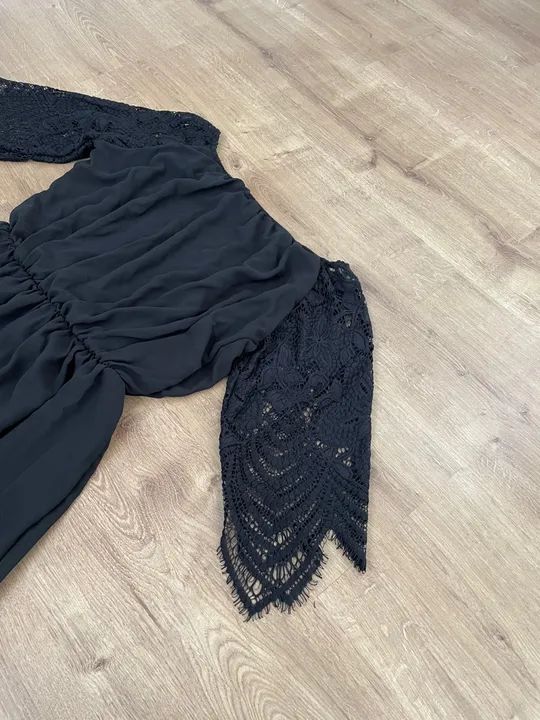 Vestido acinturado curto preto tam P Made in Italy - Foto 2