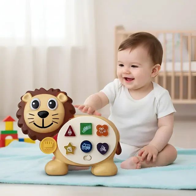 Leão Musical Com Luzes Sons Educativo Interativo Para Bebês - Foto 3