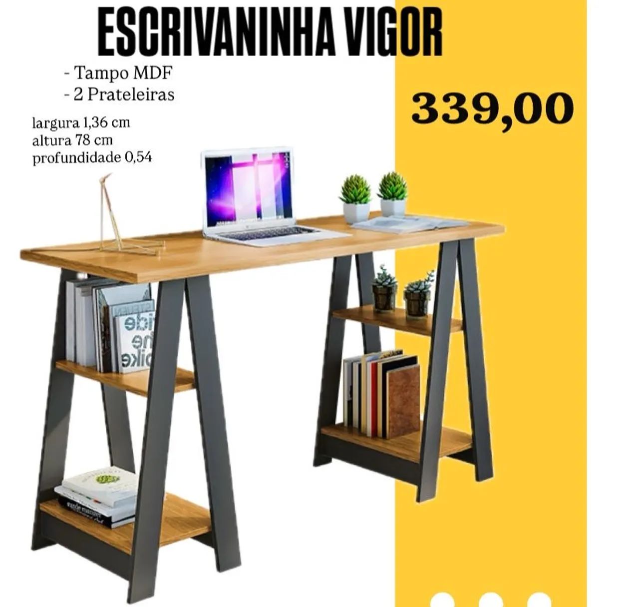 Escrivaninha Vigor MDF com Prateleiras - ENTREGA HOJE !!! 