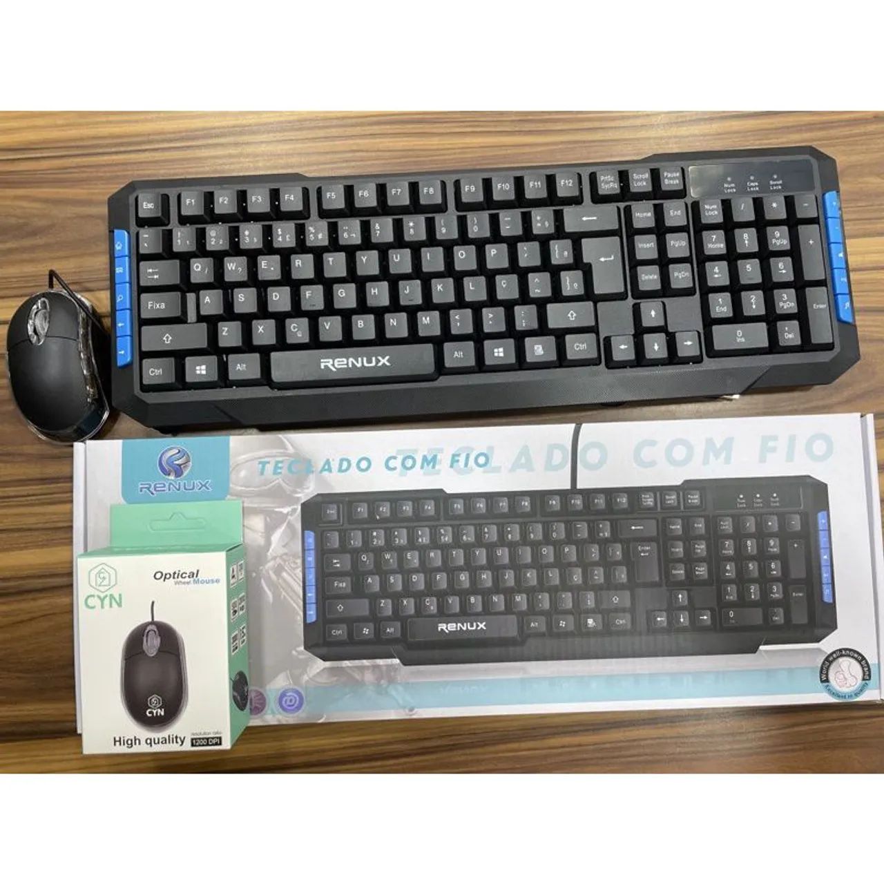Teclado e mouse com fio USB kit em  promoção