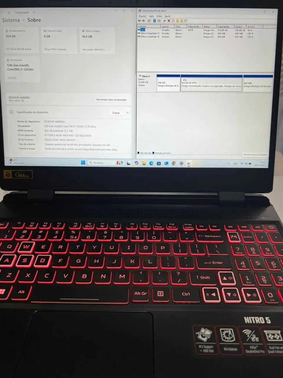 Acer Nitro 5 - i7 12ª Geração | 16GB RAM | 1TB SSD | Excelente Estado - Foto 2