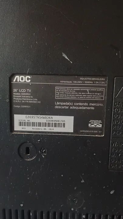 TV AOC 26 POLEGADAS RETIRAR PEÇAS 
