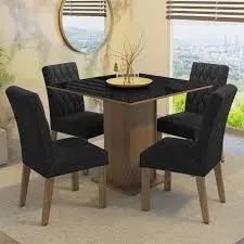Mesa de Jantar 4 Cadeiras 90x90cm