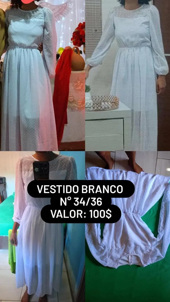 Vestido branco elegante tamanho 34/36