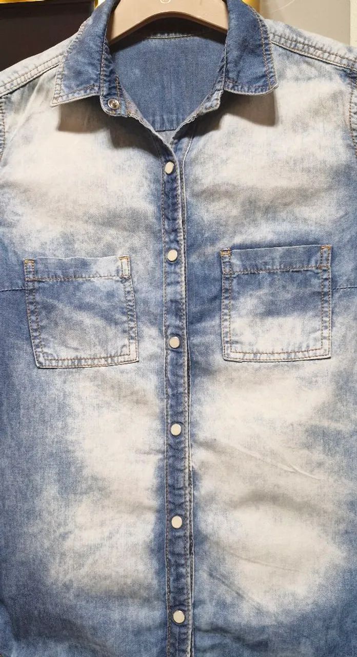 Camisa masculina jeans mesclado  - Foto 2