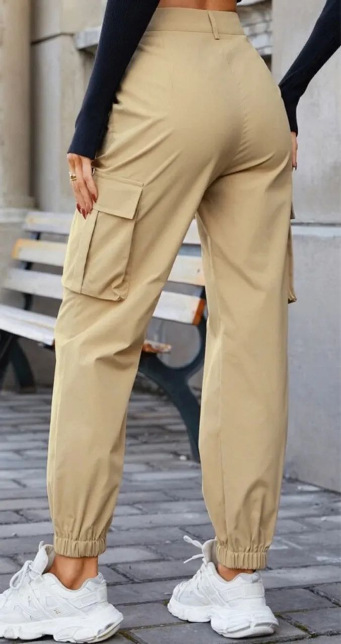 Calça Feminina Cargo cor Caqui - SHEIN PREMIUM  - Foto 3