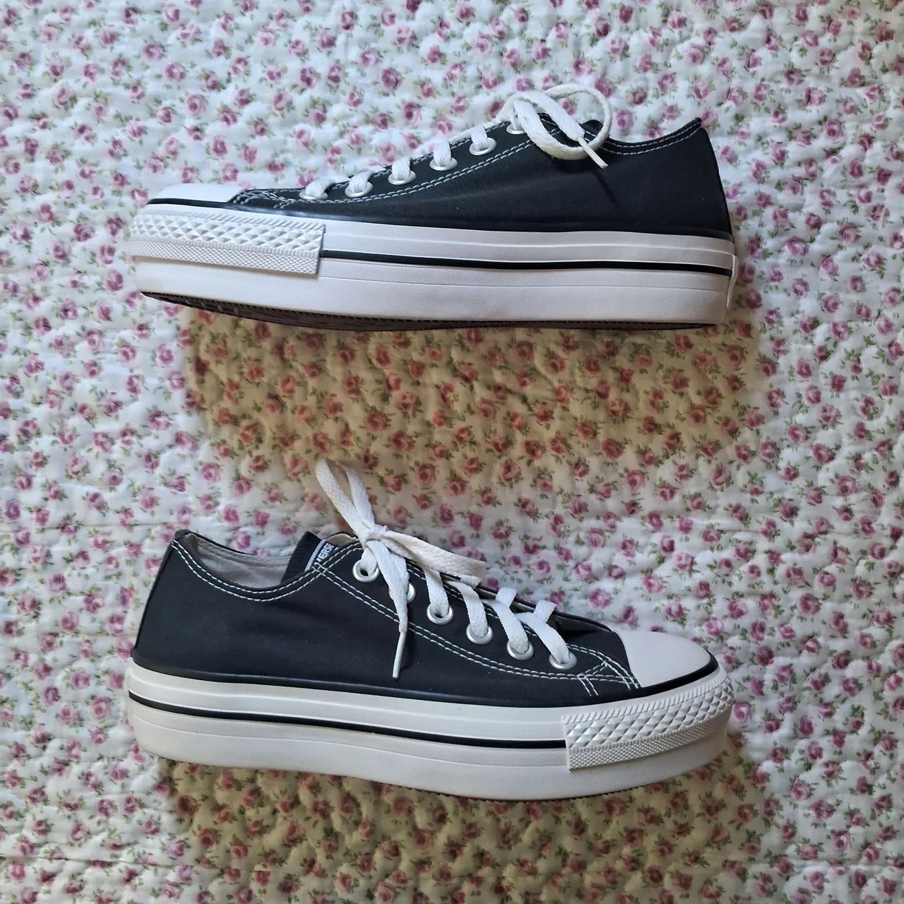 All Star Preto de Plataforma Cano Baixo Calçados Vila Joaniza