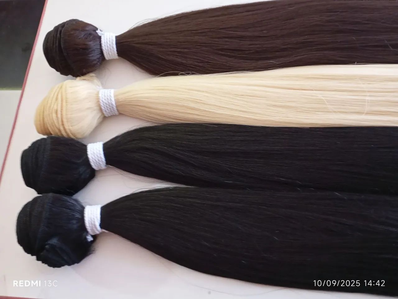 Fibra parece humano sem brilho de cabelo de boneca l preto 200gr 70cmlisona tela  - Foto 3