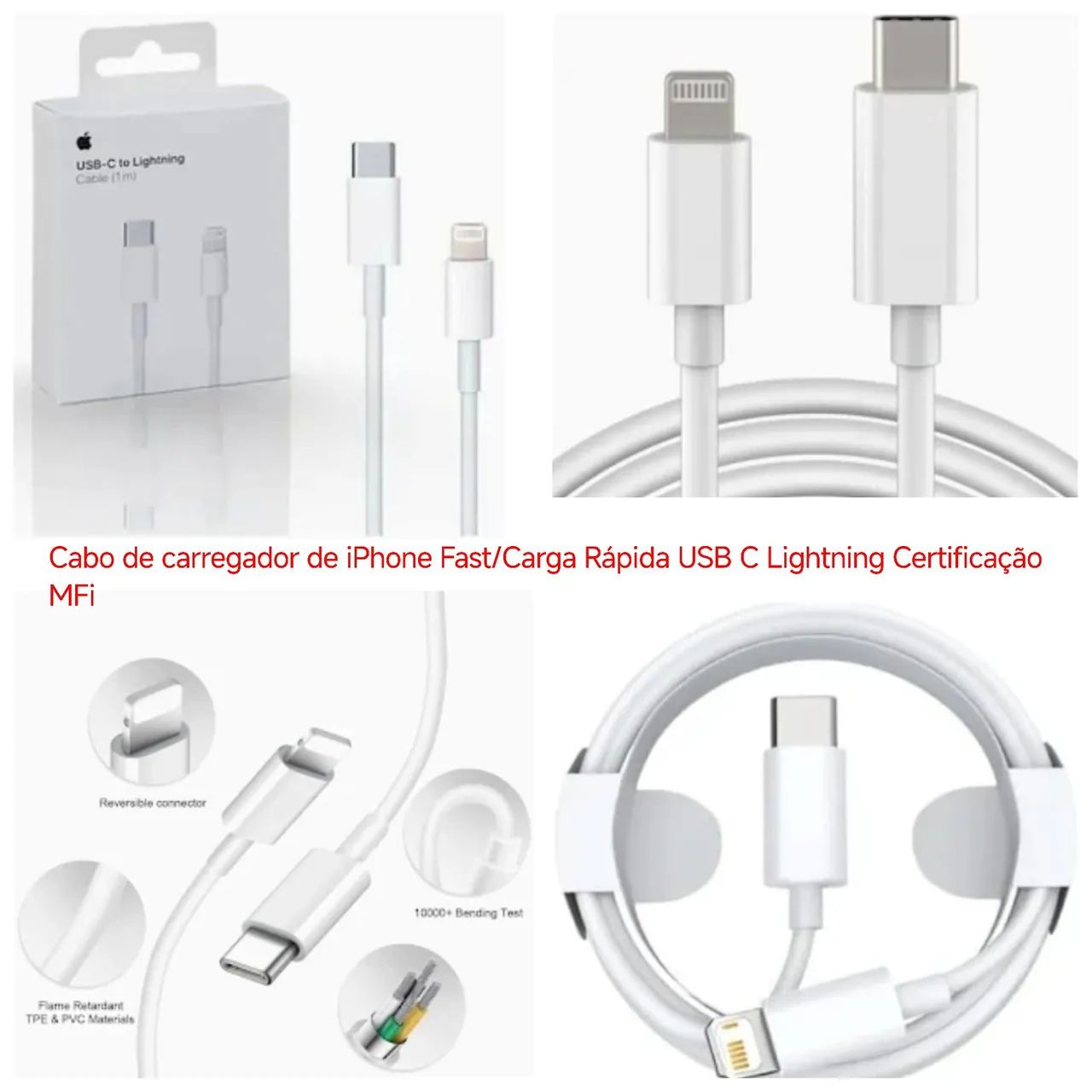 Cabo de carregador iPhone USB Original Rapid Fast 