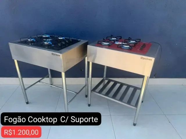 Fogão cooktop com suporte inox....