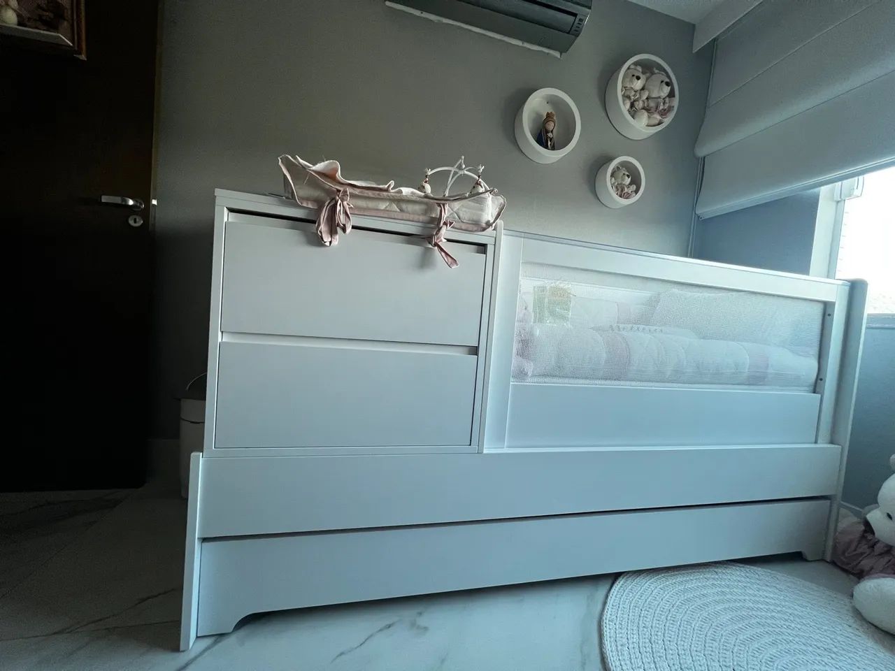 Berço com cômoda Infantil Branco com Trocador