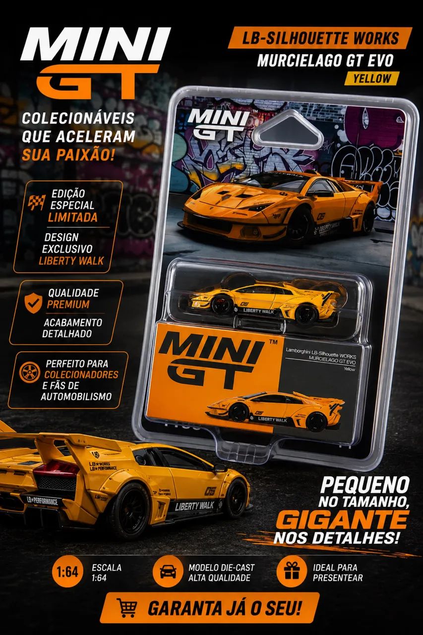 MINI GT Lamborghini LB Silhouette Works Murcielago GT EVO Yellow