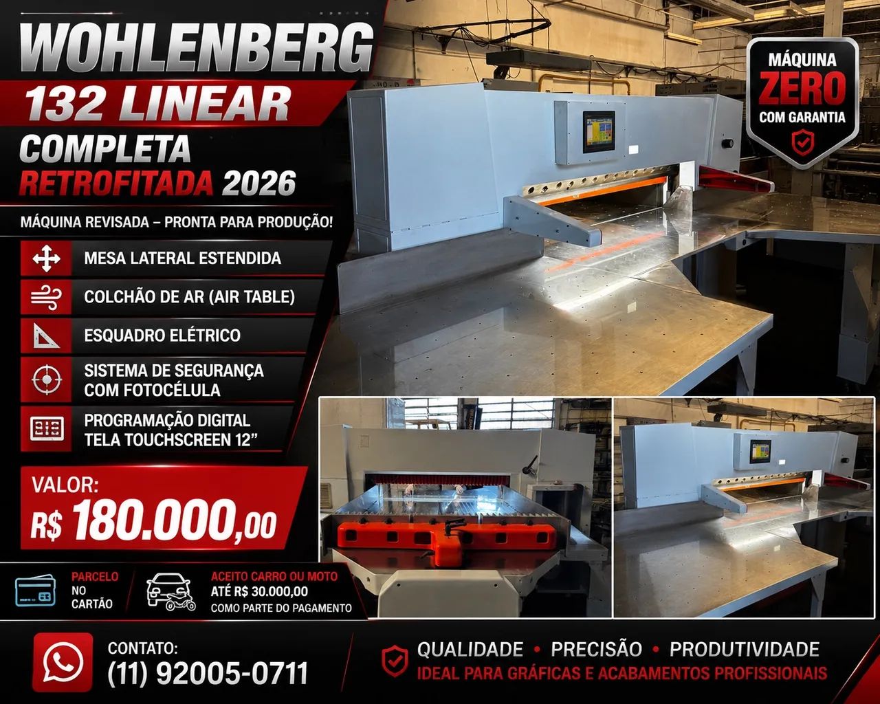 Guilhotina wohlenberg 132 completa retrofitada