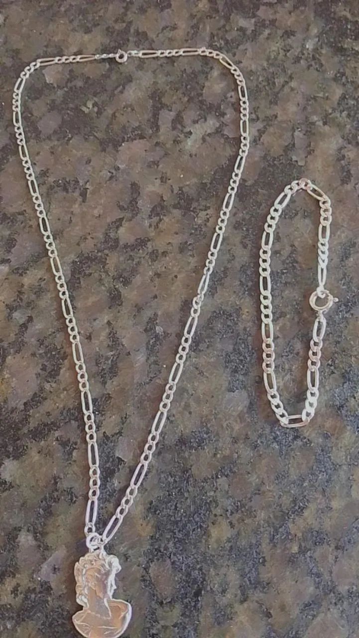 Cordão e pulseira de prata 925