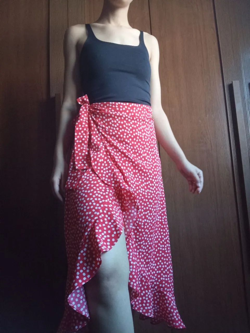 Saia Envelope floral vermelho  - Foto 4