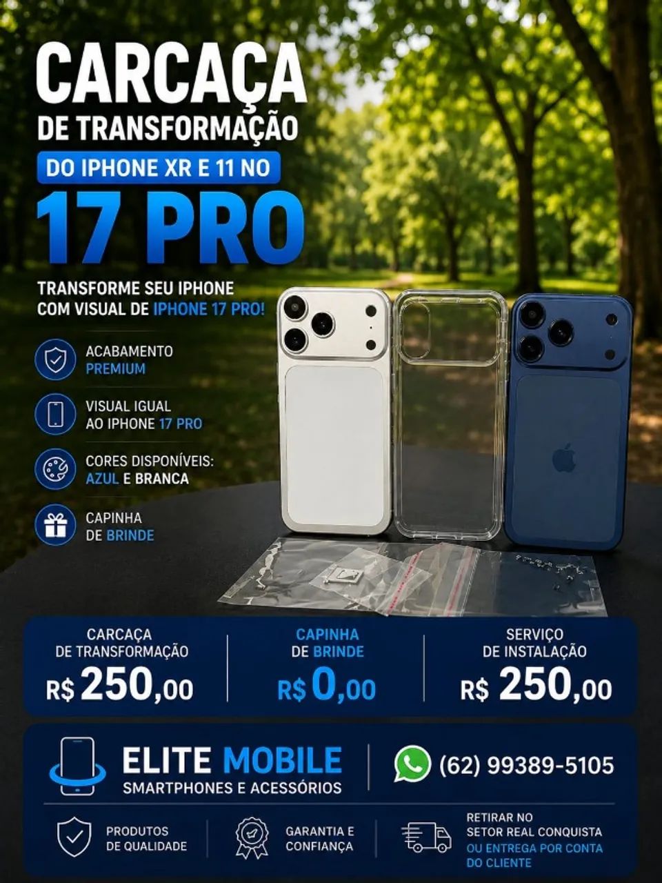 Carcaça iPhone XR e 11 para Visual iPhone 17 Pro + Instalação