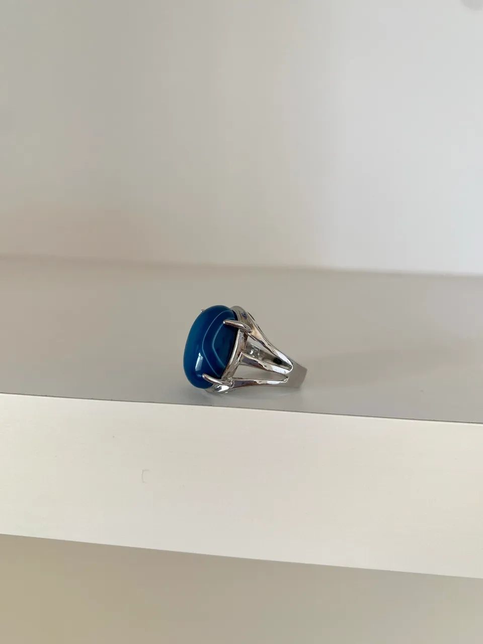 Anel pedra ágata azul - Foto 2