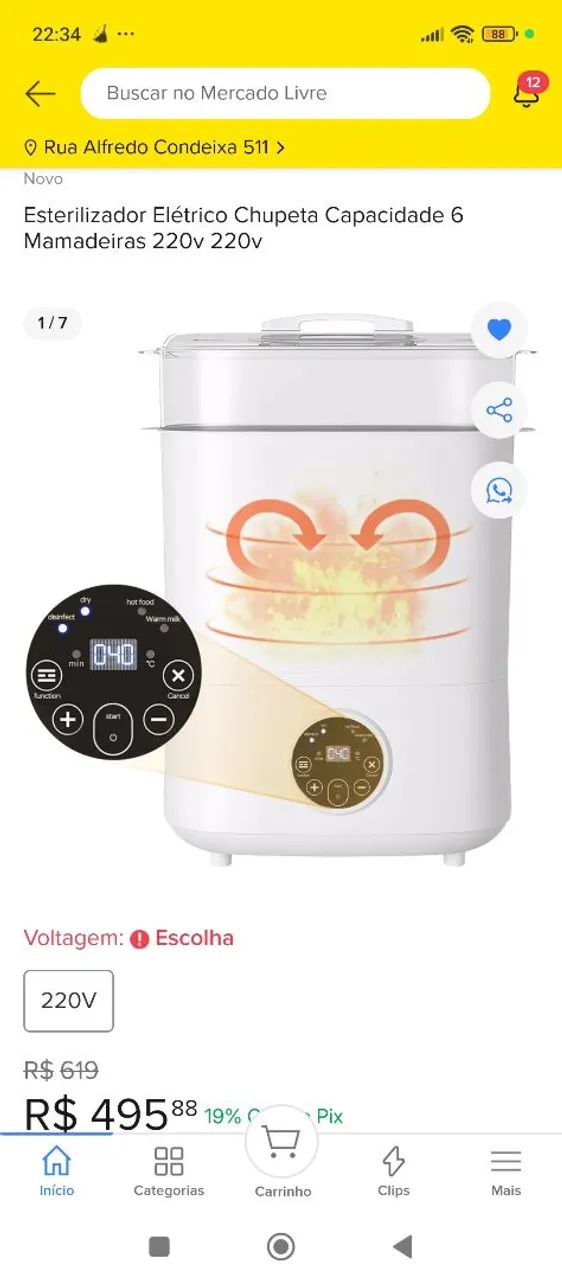 Estrelizador Eletrico chupeta e mamadeira voltagem 220 V novo na caixa  - Foto 3