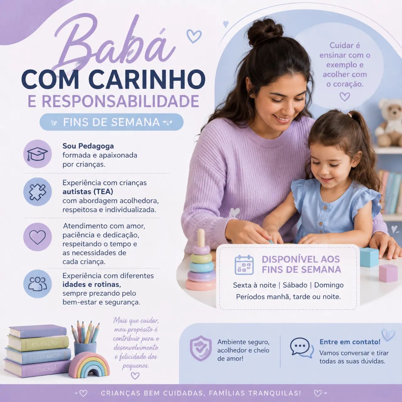 Babá disponível aos fins de semana