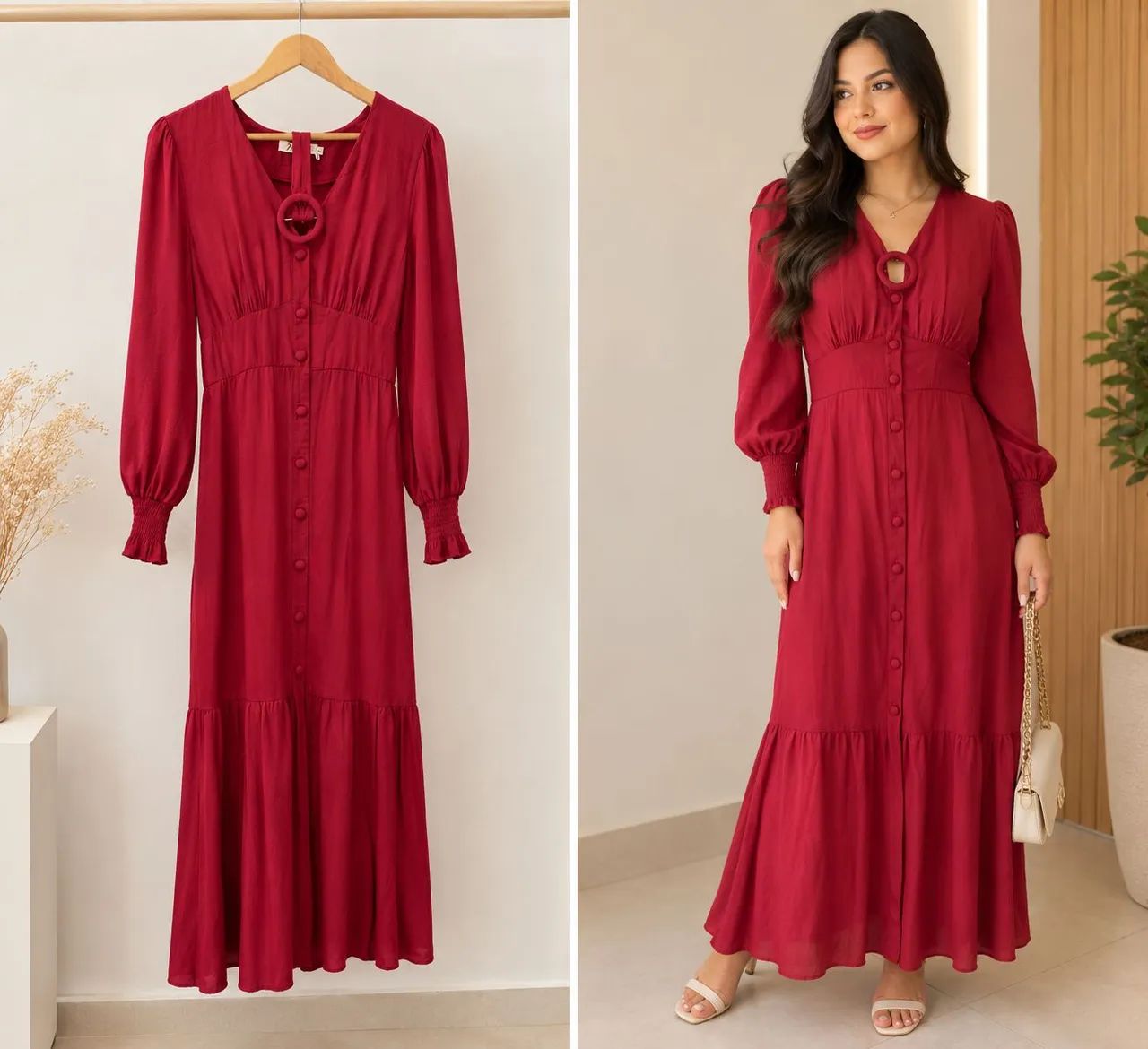 Vestido bordô