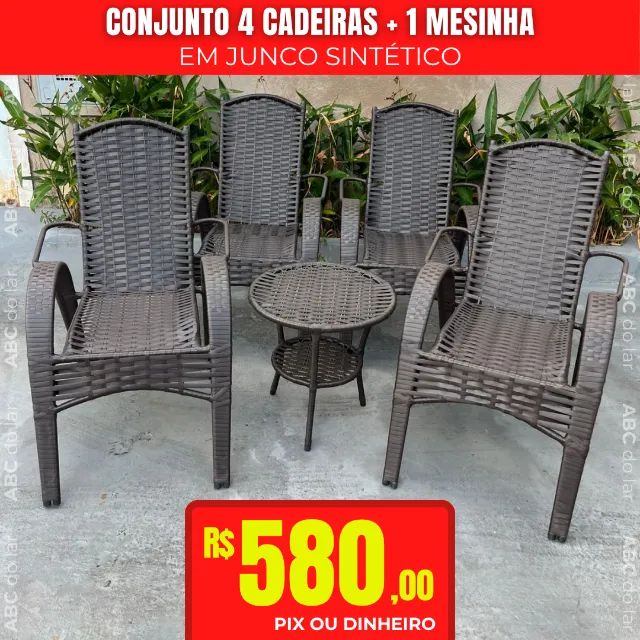 CADEIRA DE JUNCO SINTÉTICO 5 PEÇAS