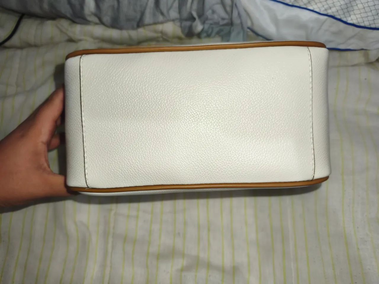 Bolsa Transversal Luz da Lua Couro Off-White - Foto 3
