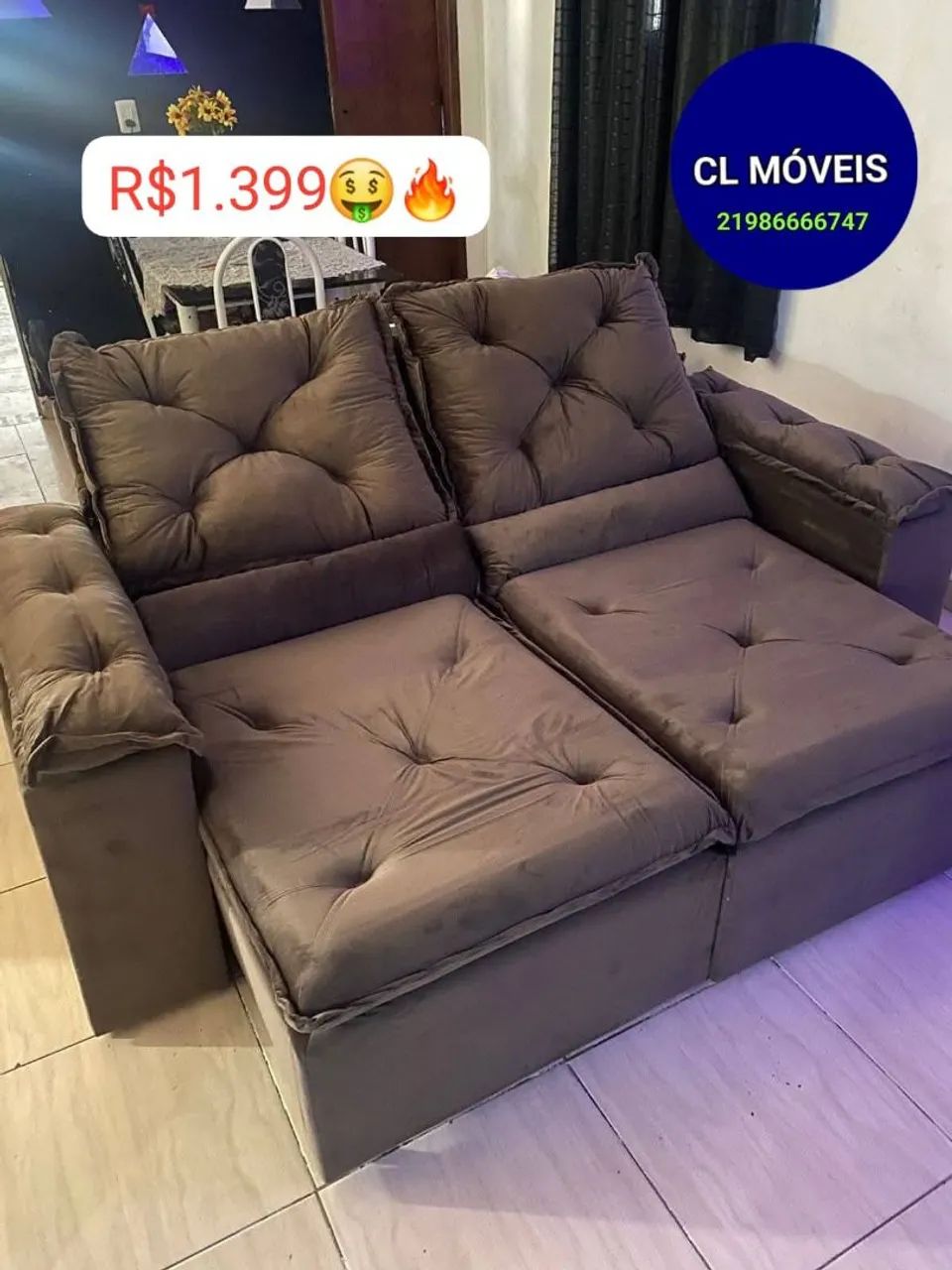 Sofá retrátil e reclinavel 