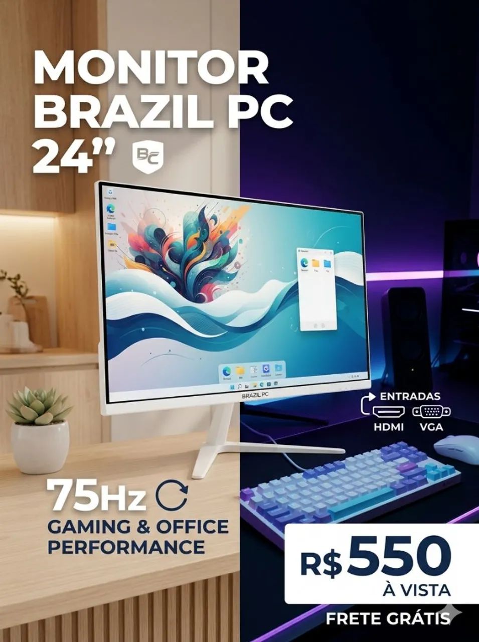 Monitor 24 polegadas branco 
